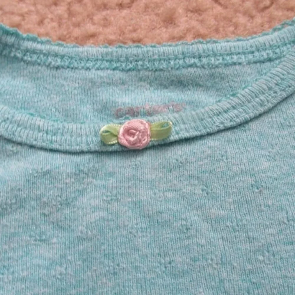 Carters One Piece Bodysuit Infant Girls Size‎ 9M Blue Long Sleeve Crew Neck Snap
